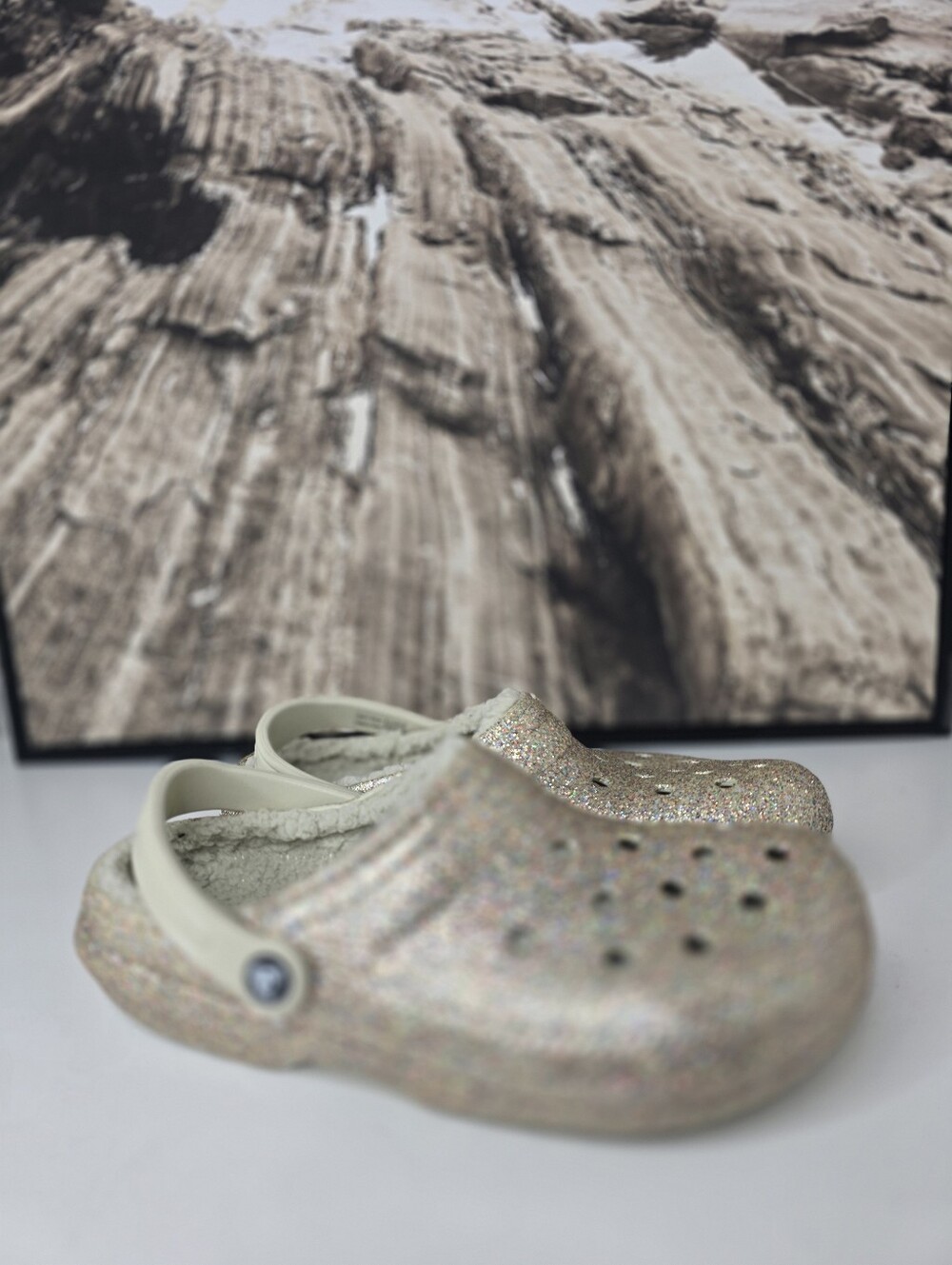 New Crocs Classic Glitter Lined Clog 11 Multi/ Gold